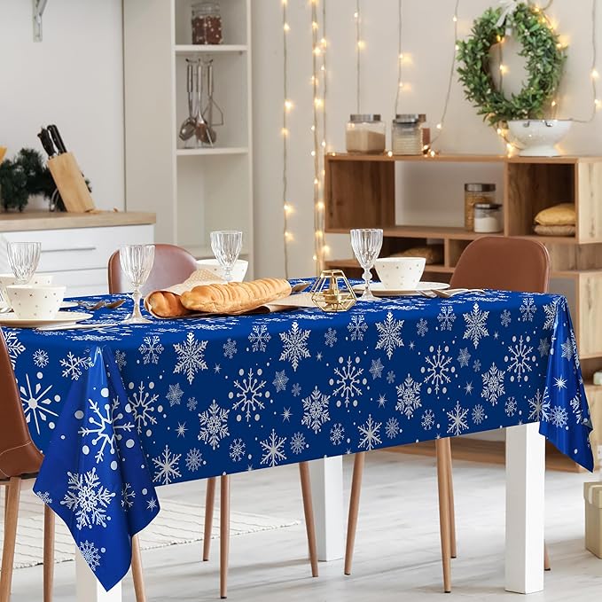 Kochorie 100 Ft x 54 Inch Blue Snowflake Tablecloth Roll