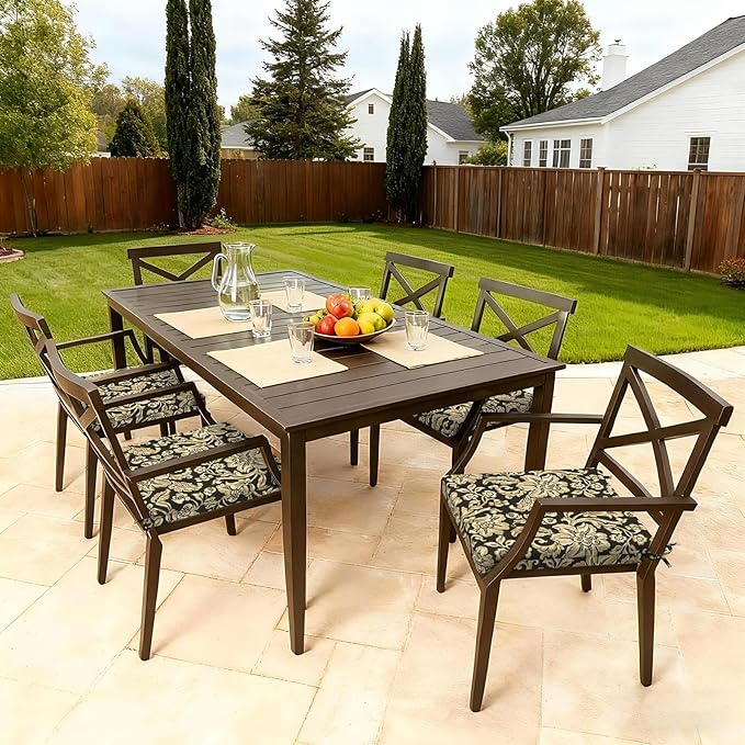 LVTXIII Outdoor Seat Cushions Set of 4 Square Corner Chair Cushions with Ties, Patio Chair Pads for Home Office and Patio Garden Furniture Decoration 19"x19"x2", Jacobean Black