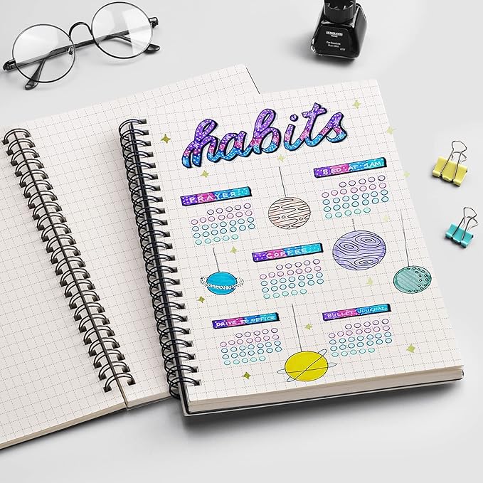 EMSHOI Graph Paper Spiral Notebook 7.48" x 10.15" - 2 Pack 320 Pages 100gsm Thick Grid Paper, B5 Graph Paper Notebook, Plastic Hardcover Journals for Writing Engineering Graphing Work School Supplies