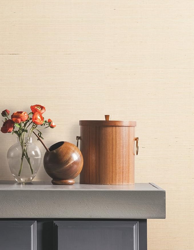 York Wallcoverings Natural Sisal Plaster Peel and Stick Grasscloth Wallpaper