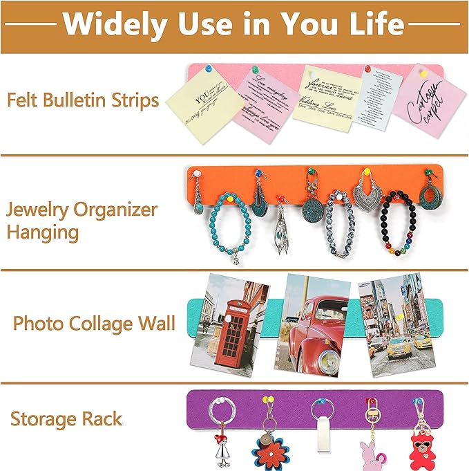 5 Pack Felt Pin Board Bar Strips Bulletin Board