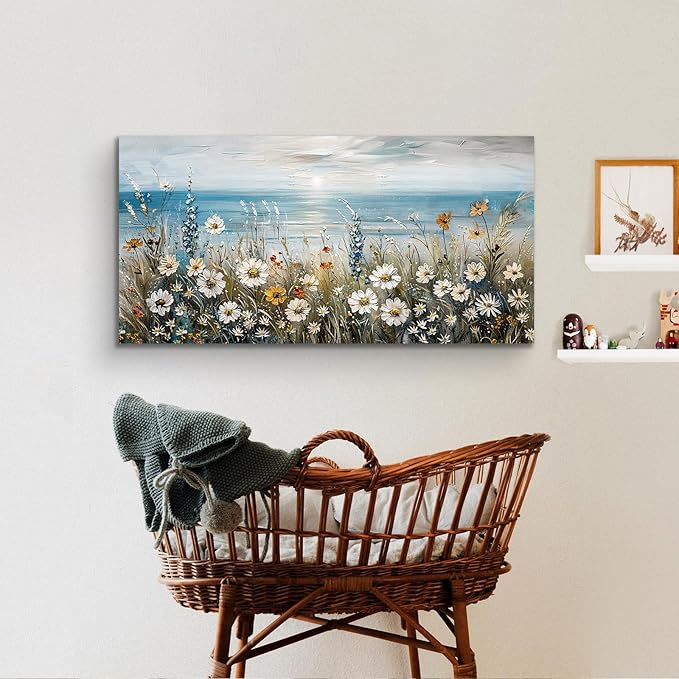 SERIMINO Large Wall Art for Living Room, Coastal Landscape Wall Decor, Beach