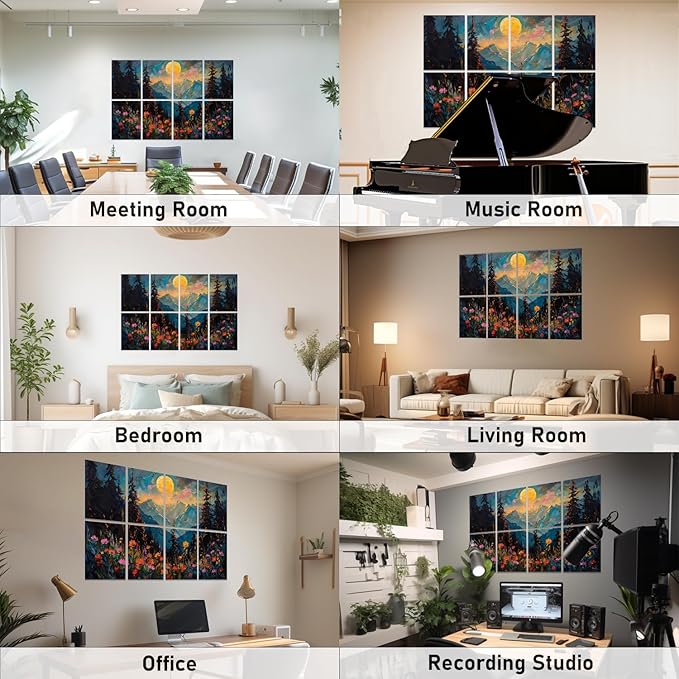 FurnoFlexArt Acoustic Panels Tiles Decorative Room Sound Proof Foam Absorbing