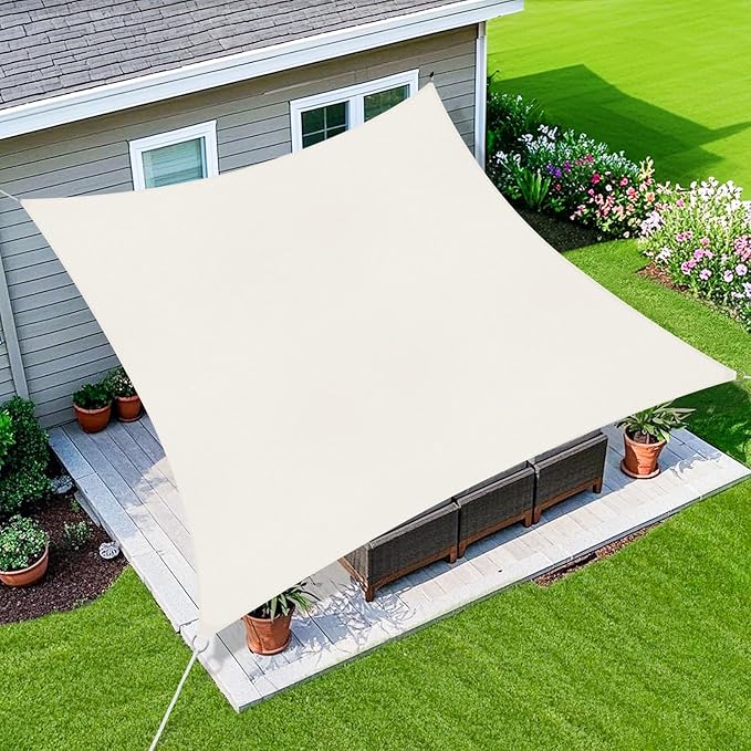 Amagenix Sun Shade Sail 5X12 Curved Edge Outdoor Shade Canopy Cream Breathable 95% UV Block Shade Cloth for Patio Garden Backyard (We Make Custom Size)
