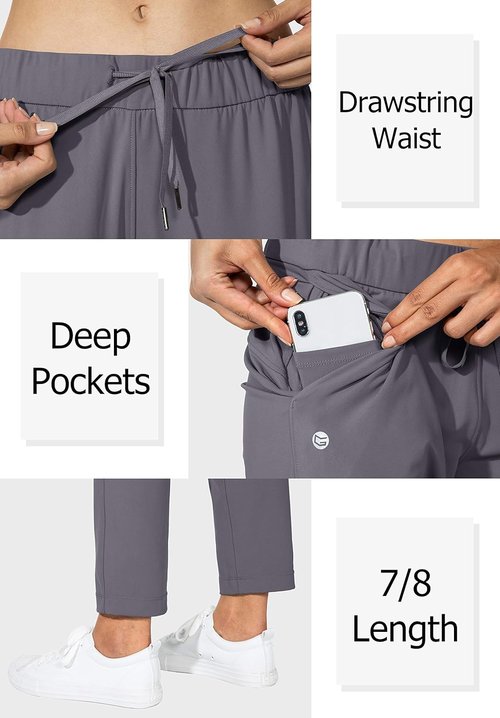 G Gradual Women's 7/8 Stretch Ankle Pants - Deep Pockets for Golf, Travel, and Lounge Wear