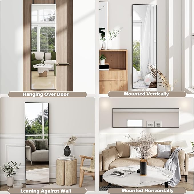 Full Length Door Mirror 14x48, Metal Frame
