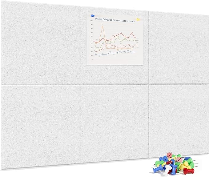 Neatsure Large Cork Board for Wall, 6 Panels Felt Tiles Tack Push Pin Board for