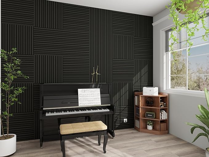 Acoustic Panels 4 Pack Self-Adhesive Upgrade, 23.62"X23.62" Sound Proof Wall