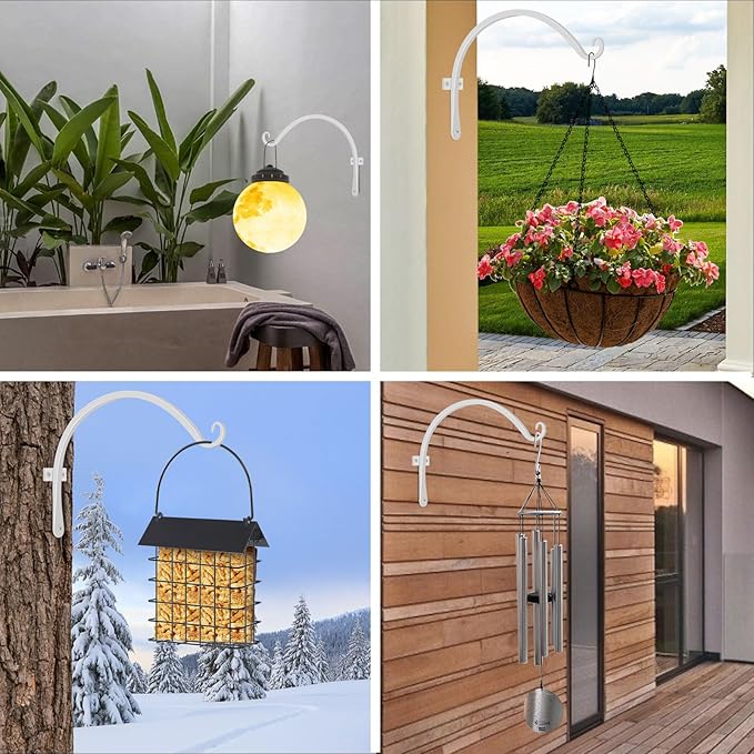 FEED GARDEN 2 Pack 12 Inch Hanging Plant Bracket Wall Hooks Decorative Plant