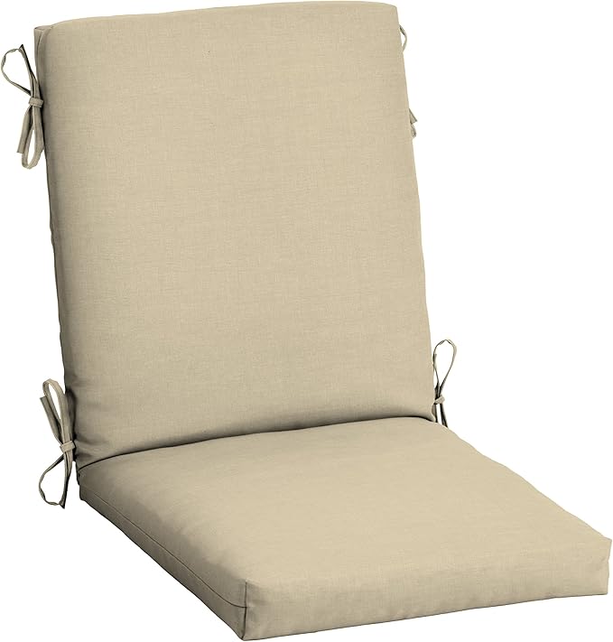 Arden Outdoor Patio Dining Chair Cushion, 20x44, Rain-Proof Seat Pad, Fade-Resistant Outdoor Cushion Tan Leala
