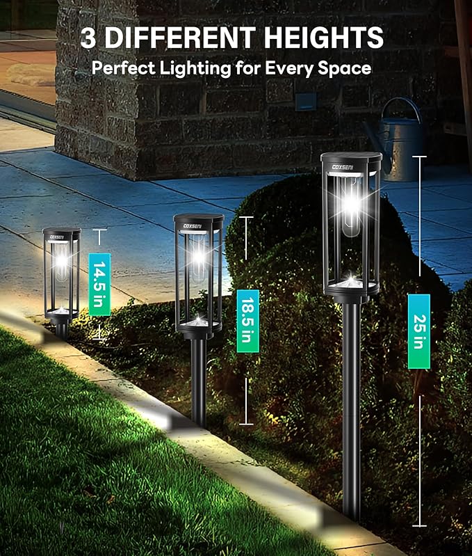 COXSENI Solar Pathway Lights Outdoor 6 Pack, Bright Solar Path Lights Outside Waterproof, Solar Powered Landscape Light for Walkway Driveway Lawn Patio Sidewalk Garden Yard, Cool White