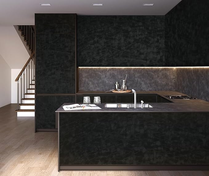 Yasinet Peel and Stick Wallpaper Black Removable Wallpaper Modern Black Contact