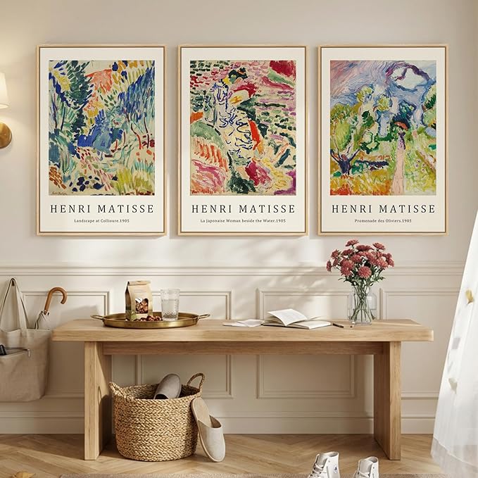 Large Framed Matisse Wall Art for Living room, Retro Vintage Matisse Famous