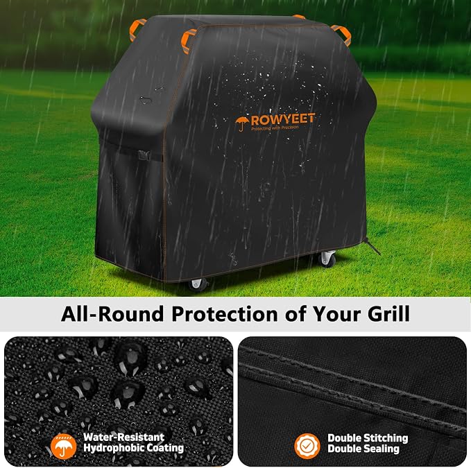 Grill Cover for Outdoor Grill, Universal Fit Oxford Waterproof BBQ Cover for Outside, Anti-UV Barbecue Gas Cover with Adjustable Hem for Weber, Nexgrill, Expert Grill and More (68" - 75")