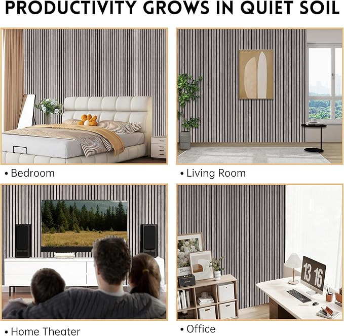 2 Pack Wood Panels for Wall, 106.3" × 11" Wood Slat Acoustic Panels for Wall
