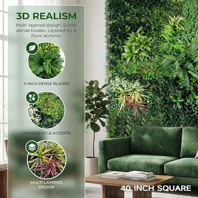 Artificial Plant Wall Panels, Faux Grass Ivy Privacy Screen Fence, Grass Wall