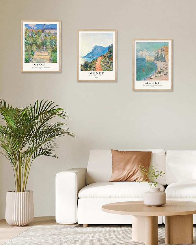 HesenDot Unframed Claude Monet Posters Set of 3, 12x16in Vintage Landscape