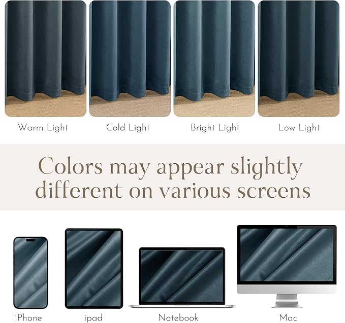 NICETOWN Blue Velvet Curtains 84 inches