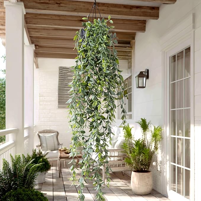 Artificial Hanging Plant 2 Pcs Faux Plant Ivy Vine Faux Eucalyptus Vines Fake