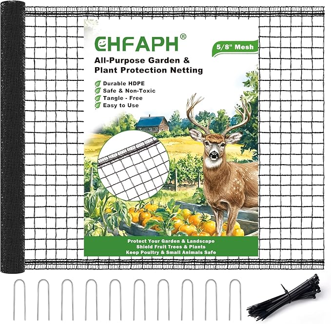Deer Fence for Garden 4ftx50ft, Plastic Mesh Garden Fencing with Pre-Strung Reinforced Edge, Durable Temporary Fencing, Animal Barrier Fence, Ideal Safe Netting for Poultry, Fruit & Plant Protection
