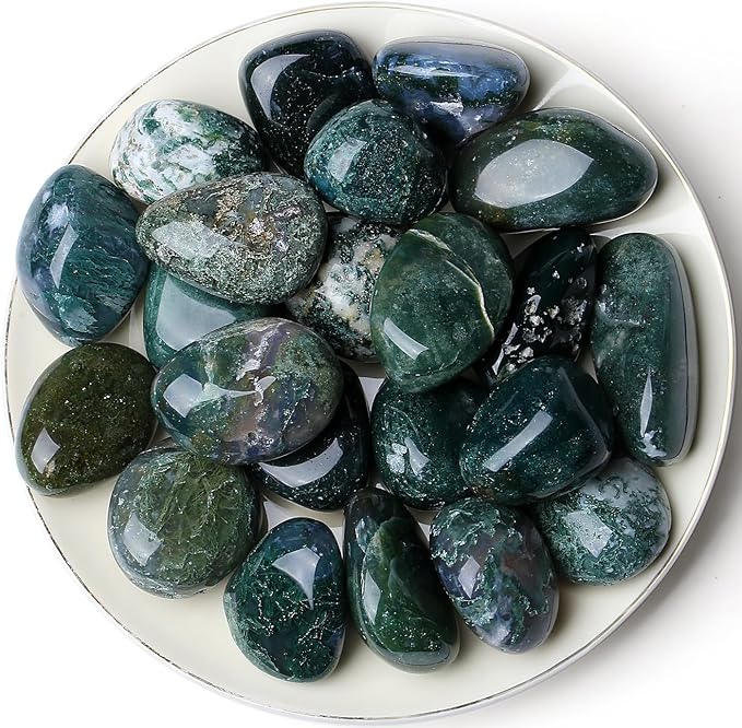 QINJIEJIE 0.9LBS Aquatic Agate Polished Stones Tumbled Crystals Bulk Gemstones Healing Crystal Rocks Set Decorative Landscape Quartz Bottom Decoration Reiki Natural Stone for Vase Meditation Gifts