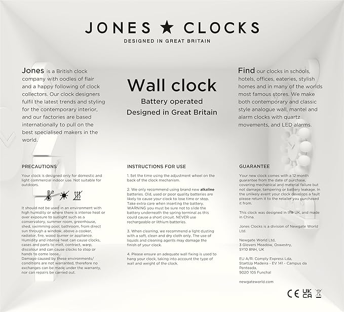 JONES CLOCKS® Marvel wall Clock | Modern Retro Rounded Square Clock | 10 inch |
