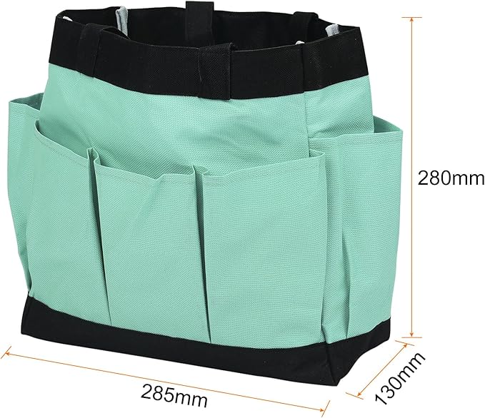 HARFINGTON Garden Tool Bag 11.2" x 5" x 11" Large Oxford Waterproof with Pockets Garden Tote Bag Gardening Plant Tool Organizer Storage Carrier Store for Outdoor Women Men, Light Green