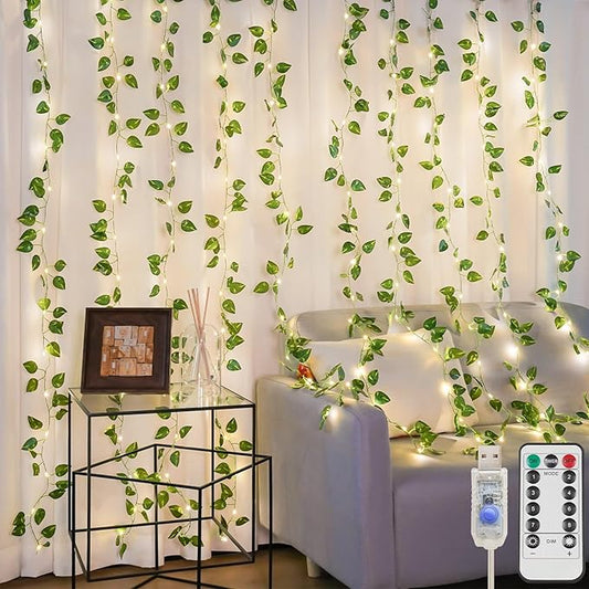 suddus Vines with Lights for Bedroom, 150 LED Fairy Lights with Vines, Pothos