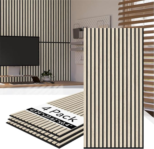Olanglab Wood Slat Wall Panels 4 Pack, Acoustic Wall Panels, 47.24'' x 23.62"