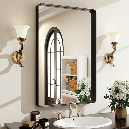 36x24 Inch Black Bathroom Mirror