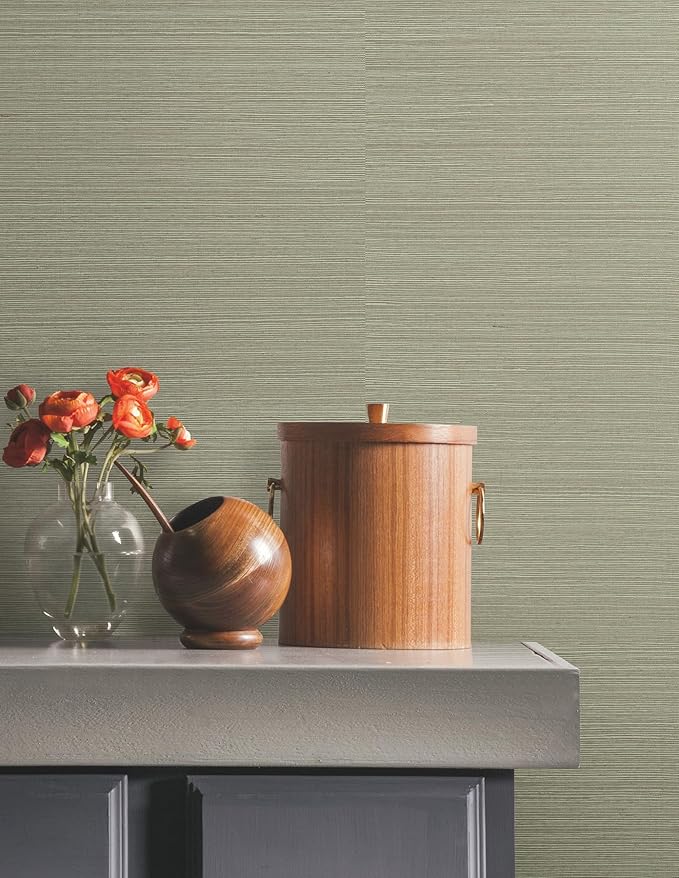 York Wallcoverings Natural Sisal Pine Peel and Stick Grasscloth Wallpaper