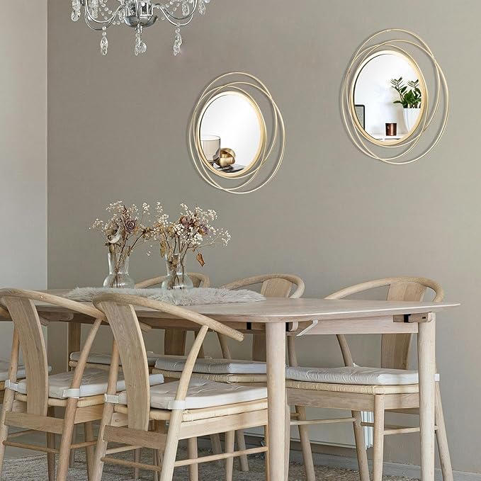 2 Set. Circle Mirrors for Wall Decor for Living Room Bedroom Bathroom Entryway