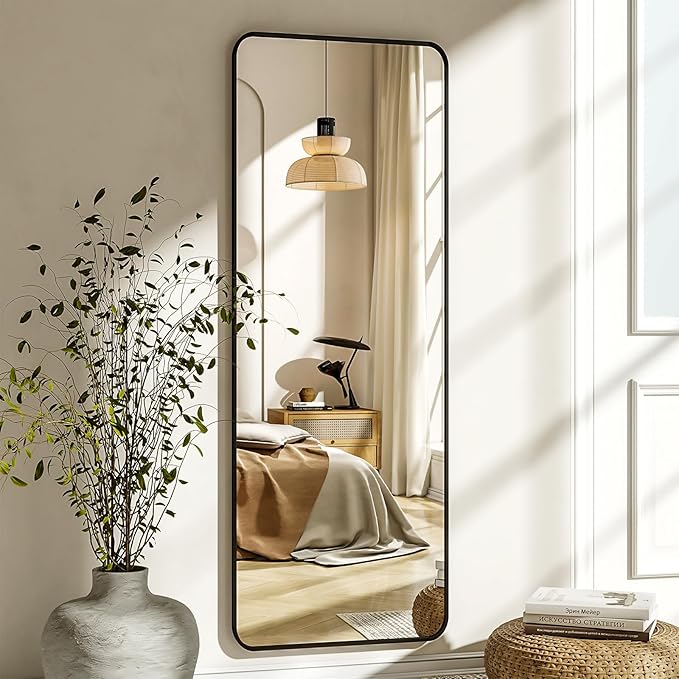 XRAMFY 56"x21" Floor Full Length Mirror Standing Full Body Rounded Corner