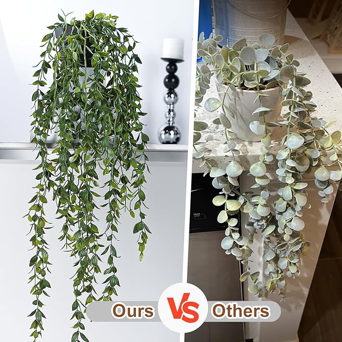 Artificial Hanging Plant 2 Pcs Faux Plant Ivy Vine Faux Eucalyptus Vines Fake