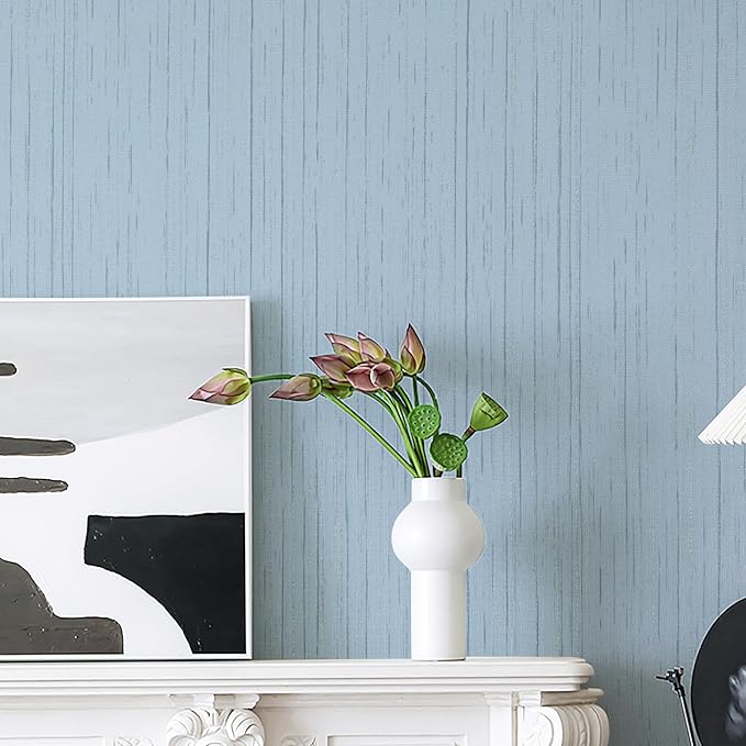 Dviolet Blue Grasscloth Textured Fabric Contact Paper Peel and Stick Boho