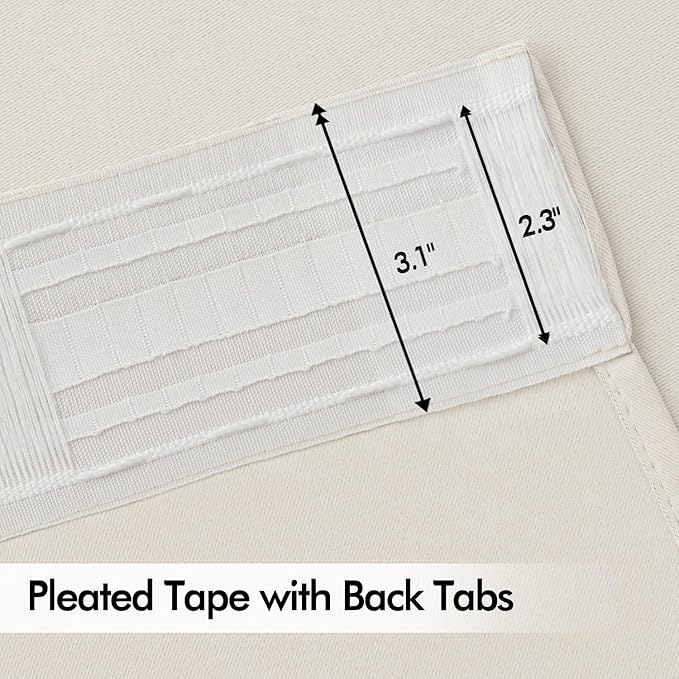 MIULEE Ivory Back Tab Blackout Curtains 63 Inch Length 2 Panels Set