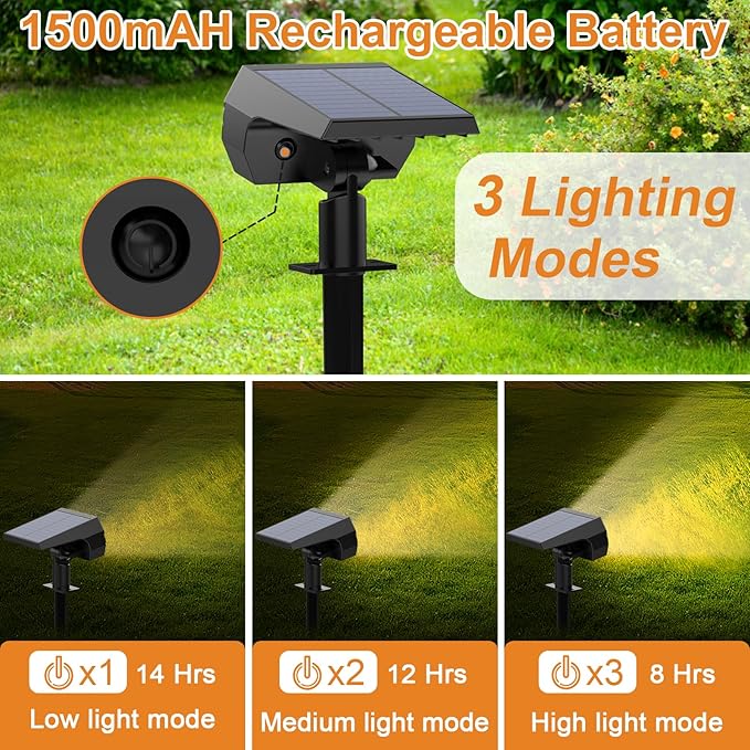 WELALO Solar Spot Lights Outdoor, 2-in-1 Solar Landscape Spotlights, Solar