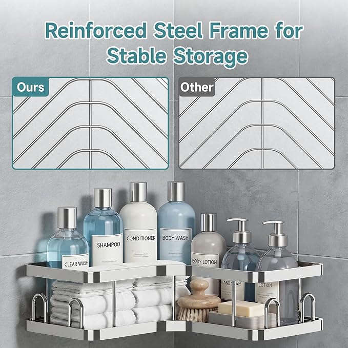 Veken Corner Shower Caddy 5-Pack, Advanced Rustproof Design, No Drilling