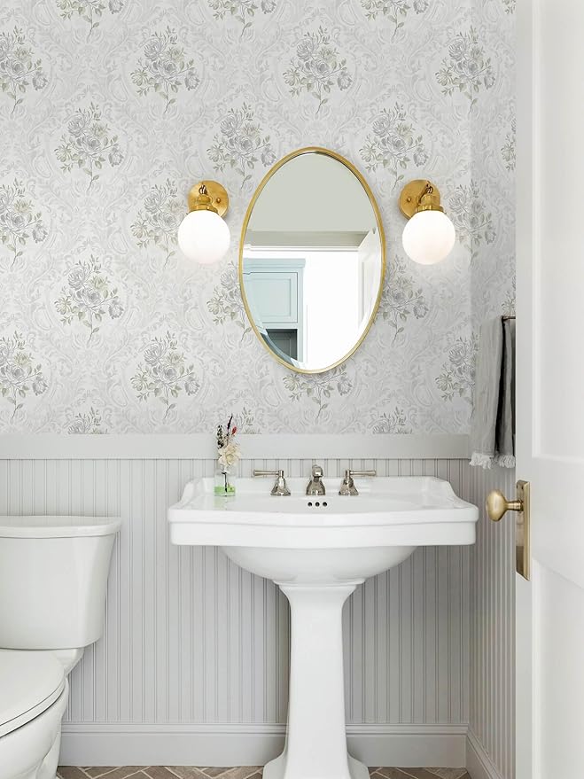 Ismoon Vintage Peel and Stick Wallpaper Floral Contact Paper Boho White and