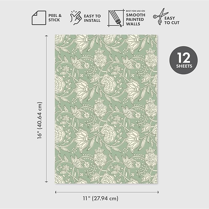 Main Street Peel and Stick Wallpaper Eco-Friendly Sheets 12 Pack, 11 X 16 Inch