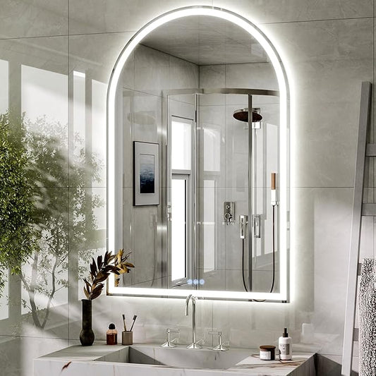 BEAUTYPEAK 48x30 LED Arch Bathroom Mirror