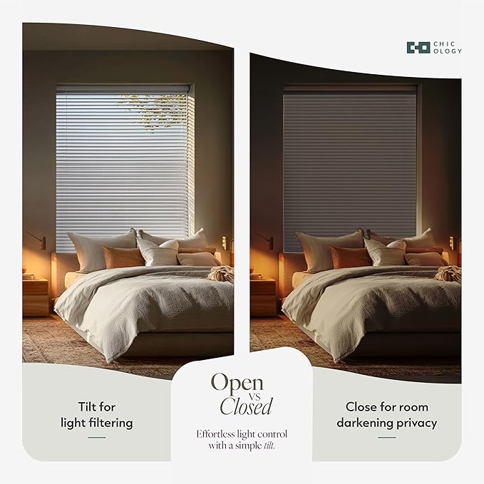 CHICOLOGY Cordless Mini Blinds for Indoor Windows, 34.75" W x 36" H, Light