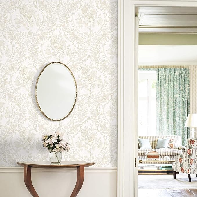 Ismoon Floral Peel and Stick Wallpaper Vintage Beige Contact Paper Boho