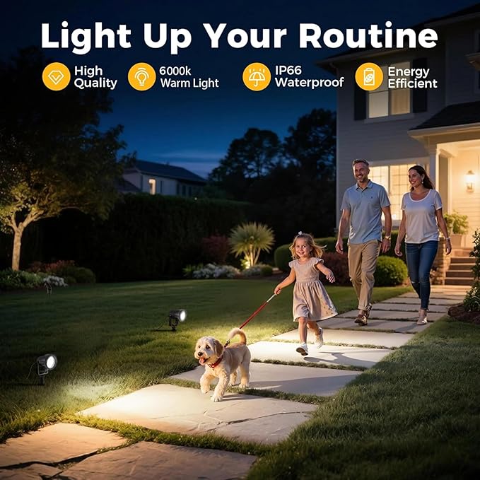 L LOHAS LED 5W Dusk to Dawn Outdoor Lighting, Auto On/Off 6000K Landscape Outdoor Spotlight, IP66 Waterproof Plug in Spot Lights for Yard, Garden, House, Pathway, Plant, UL Listed (4 Pack)