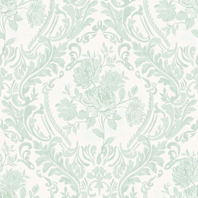Ismoon Floral Wallpaper Peel and Stick Sage Green Contact Paper Boho Vintage