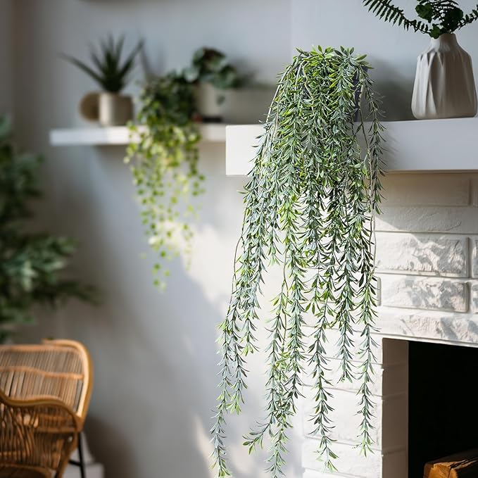 Artificial Hanging Plant 2 Pcs Faux Plant Ivy Vine Faux Eucalyptus Vines Fake