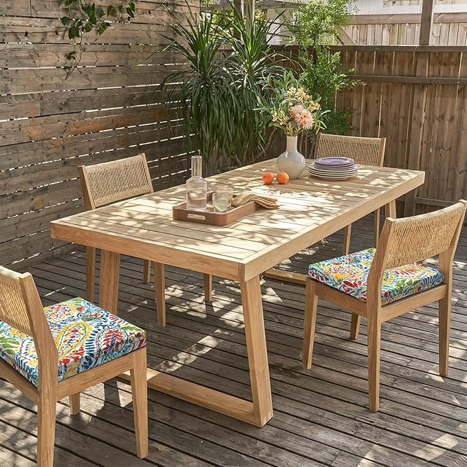 LVTXIII Outdoor Chair Cushions, Water Repellent Patio Furniture Cushions Outdoor Square Chair Pads with Ties for Dining Chairs and Garden Furniture Decoration, 18.5"x16"x2" Set of 4, Paisley Multi