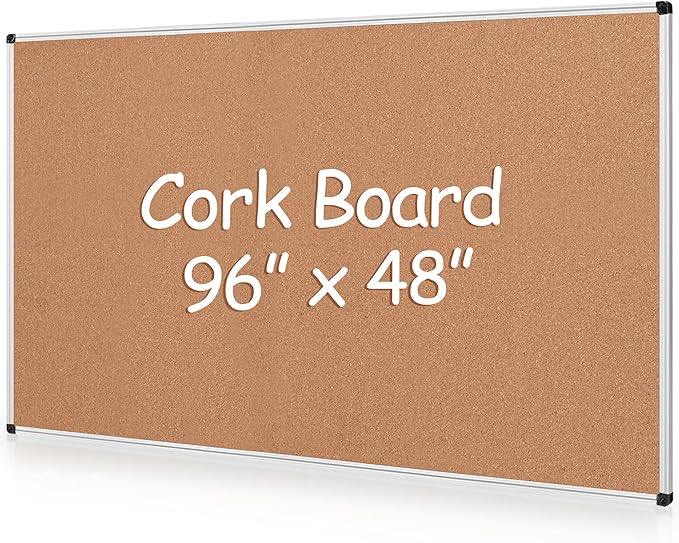 Extra Large Cork Bulletin Board 96" X 48", Wall Mounted Notice Pin Board