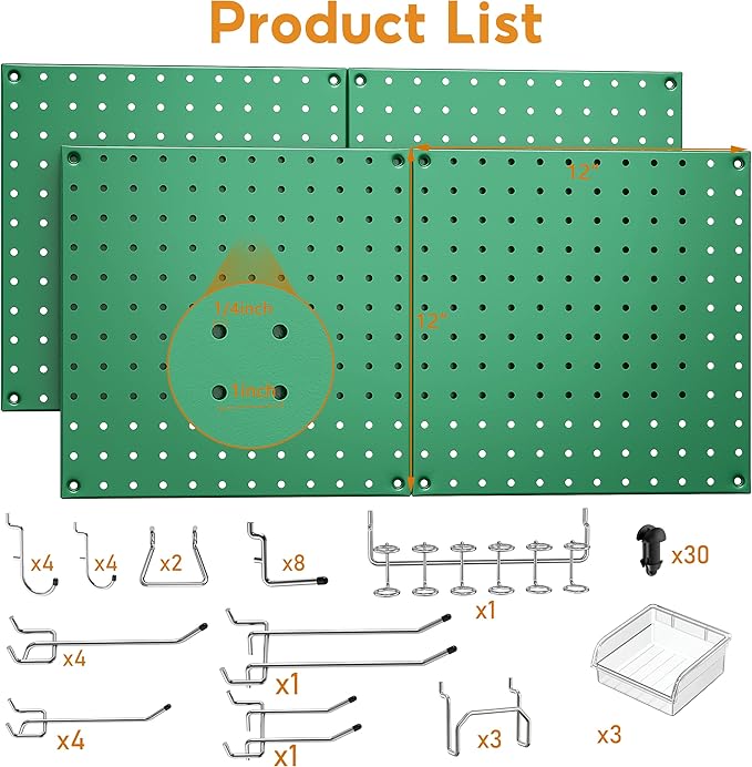 PegBoard, Heavy Duty Peg Board for Walls Home, Garage Tool Storage, Craft Room