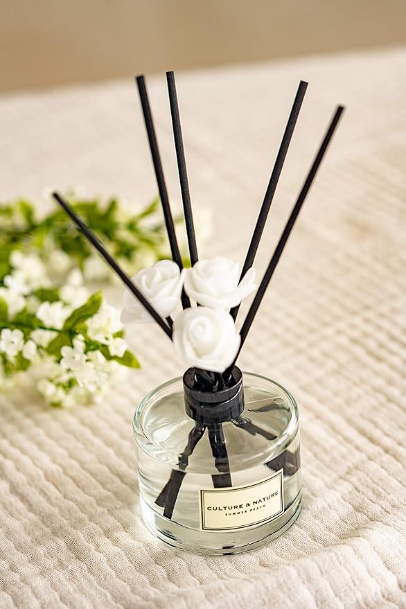 CULTURE & NATURE Reed Diffuser Set 6.7oz (200ml) Black Rose Scented Diffuser with Sticks Home Fragrance Reed Diffuser for Bathroom Shelf Decor
